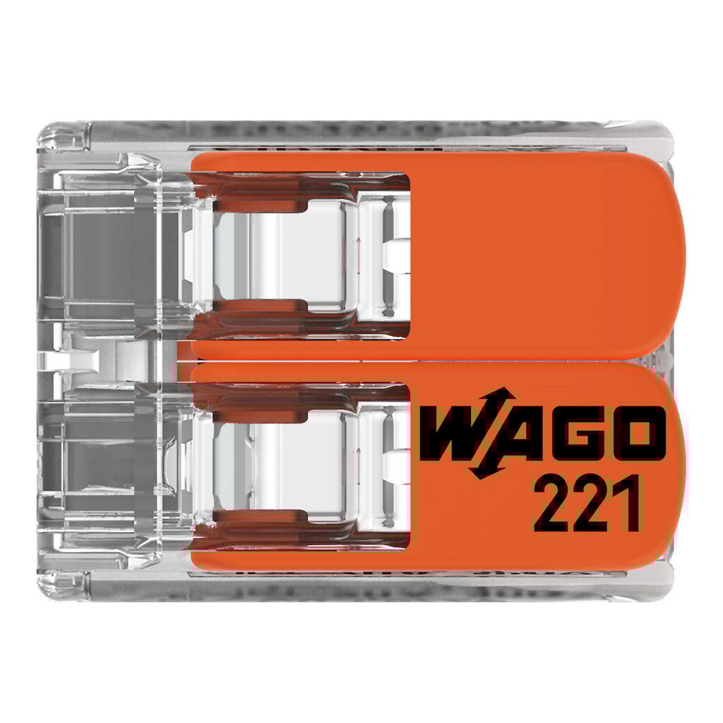 Wago Verbindungsklemme 221-412, 2 Leiter, 4mm², mit Hebel, 100 Stück (VPE)