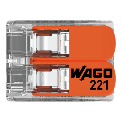 Wago Verbindungsklemme 221-412, 2 Leiter, 4mm², mit Hebel, 100 Stück (VPE)