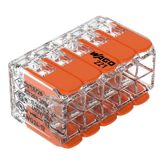 Wago Verbindungsklemme 221-420, 10 Leiter, 4mm², mit Hebel, 15 Stück (VPE)