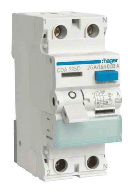 HAGER CDA225D FI-Schutzschalter 2-polig 30 mA Typ A | 25 A