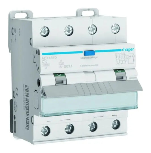 HAGER ADX466D , FI/LS-Schalter, 4P 10kA C-16A 30mA Typ A