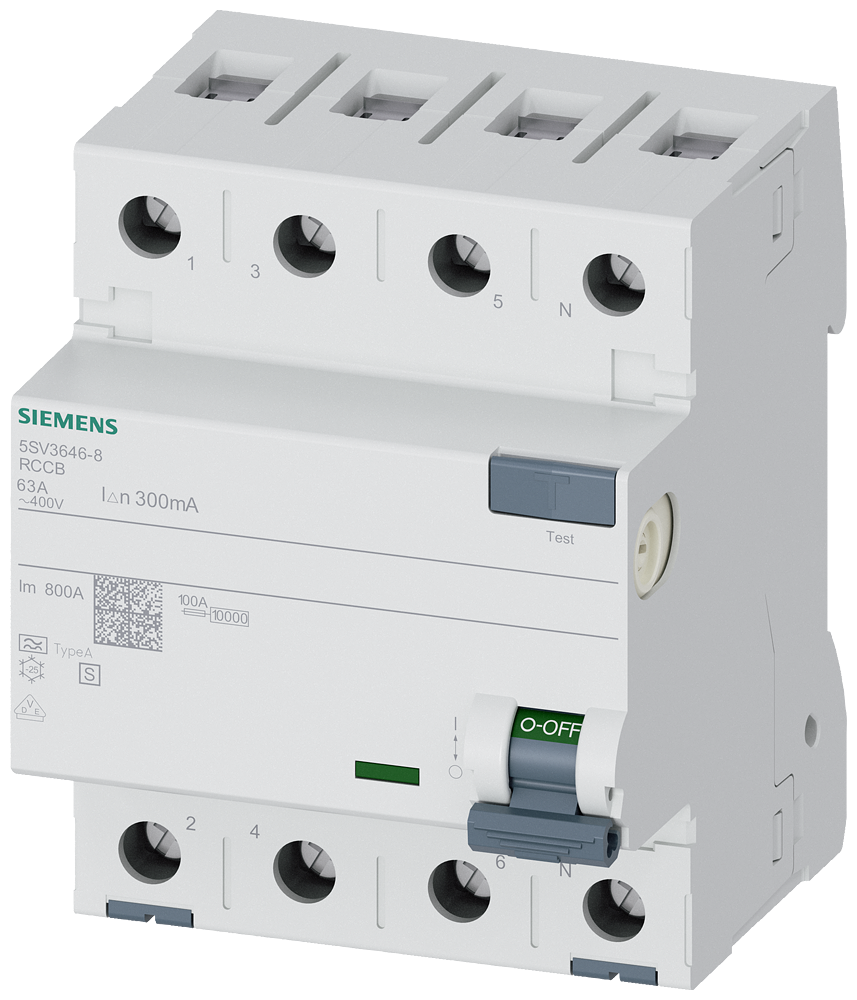 SIEM 5SV36468 / 5SV3646-8 4P 63A 300MA-S FI-Schutzschalter