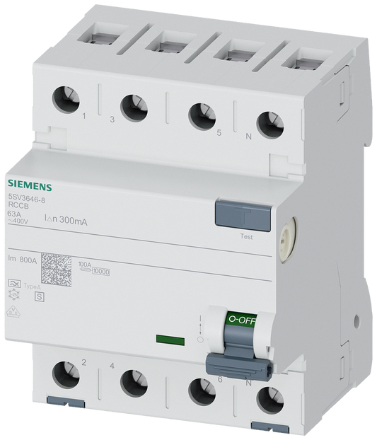 SIEM 5SV36468 / 5SV3646-8 4P 63A 300MA-S FI-Schutzschalter