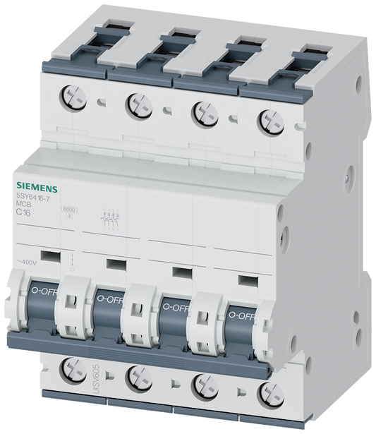 SIEM 5SY64167/ 5SY6416-7 Leitungsschutzschalter 400V 6kA, 4-polig, C, 16A, T=70mm
