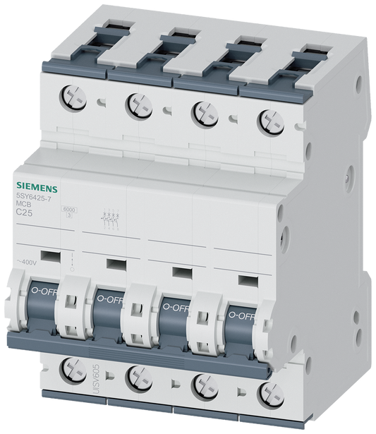 SIEMENS 5SY64257/ 5SY6425-7 Leitungsschutzschalter 400V 6kA, 4-polig, C, 25A, T=70mm