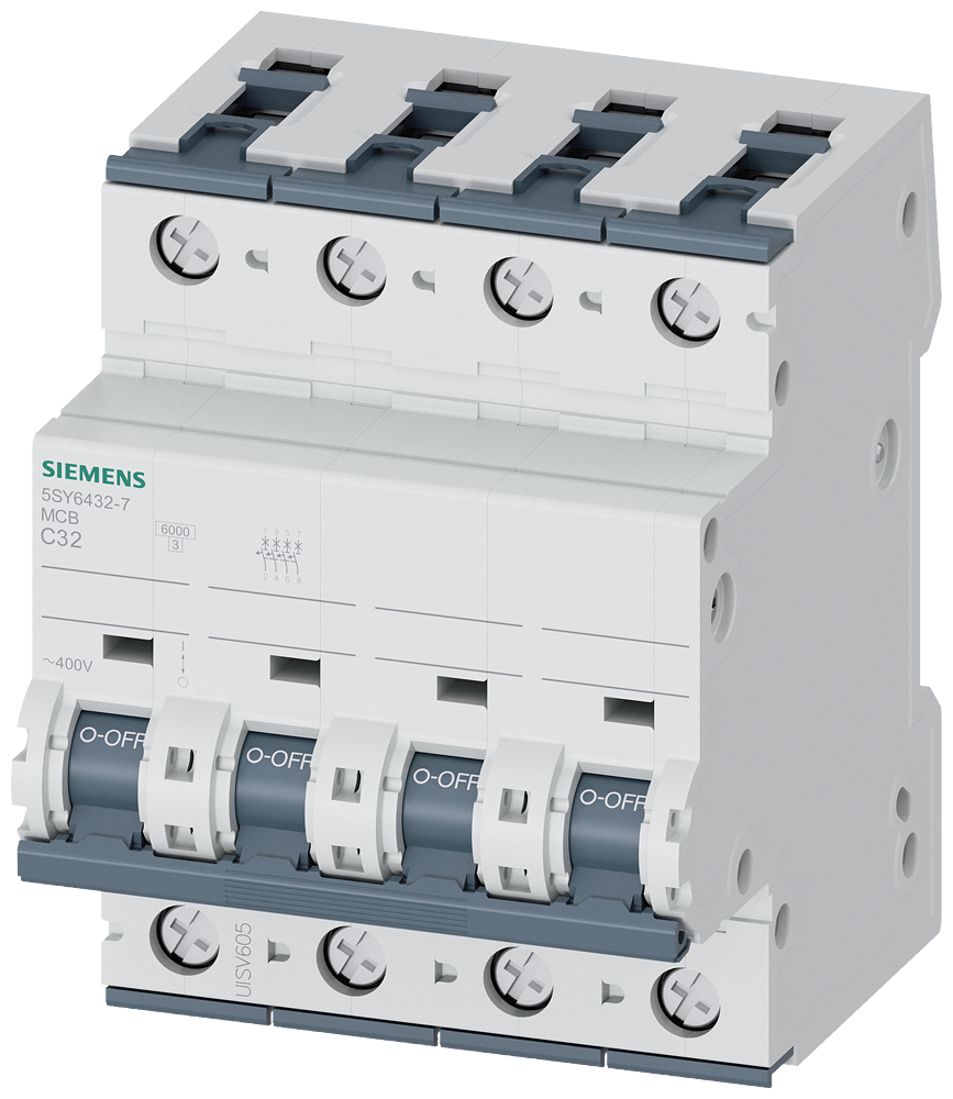 SIEMENS 5SY64327/ 5SY6432-7Leitungsschutzschalter 400V 6kA, 4-polig, C, 32A, T=70mm