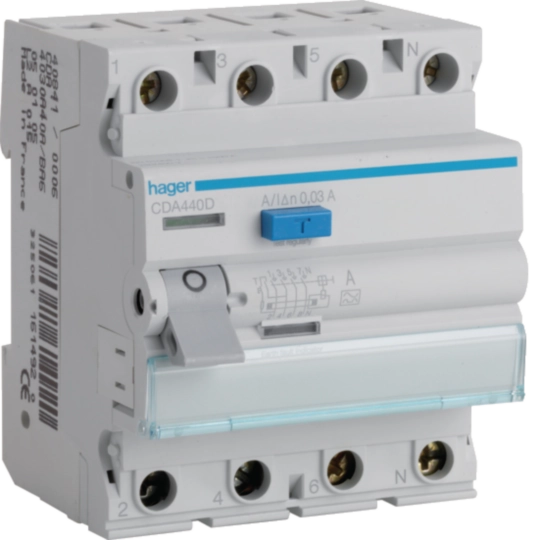 CDA440D Fehlerstromschutzschalter, FI-Schutzschalter 4-polig 6kA 40A 30mA Typ A