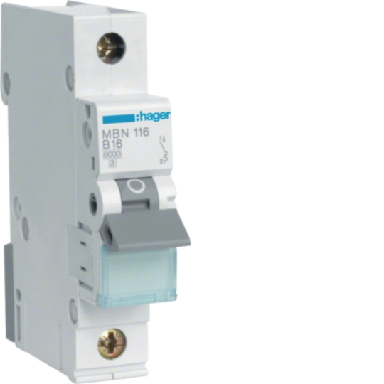 HAGER MBN116 Leitungsschutzschalter 1-polig Typ B | 16 A, 6 kA