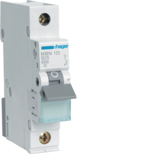 HAGER MBN125 Leitungsschutzschalter 1-polig Typ B | 25 A, 6 kA