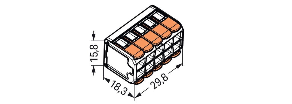 Wago Verbindungsklemme 221-420, 10 Leiter, 4mm², mit Hebel, 15 Stück (VPE)